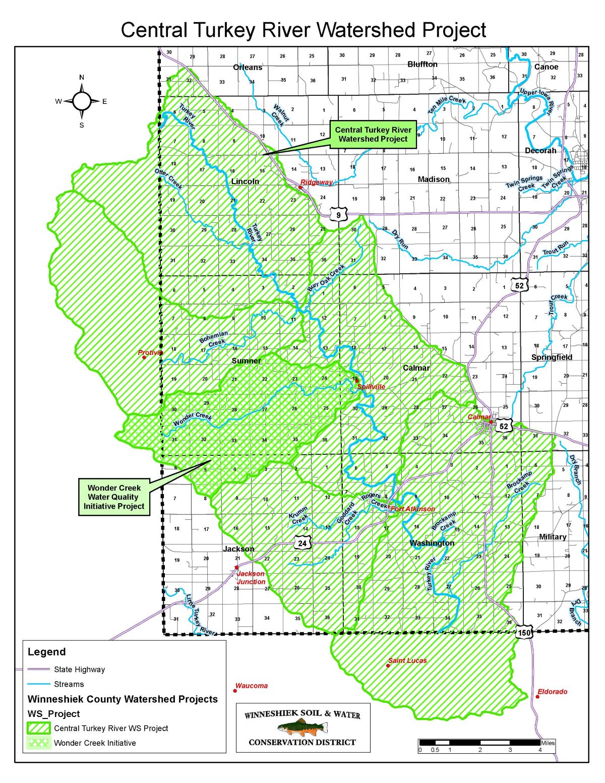 Central Turkey River Watershed Detailed Map